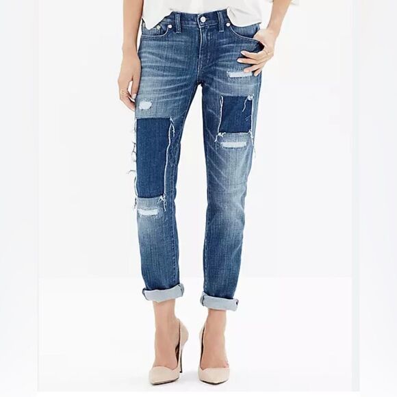 Madewell The‎ Slim Boyjean: Patched-Up in Springfield Wash jeans size 24 - Picture 1 of 12